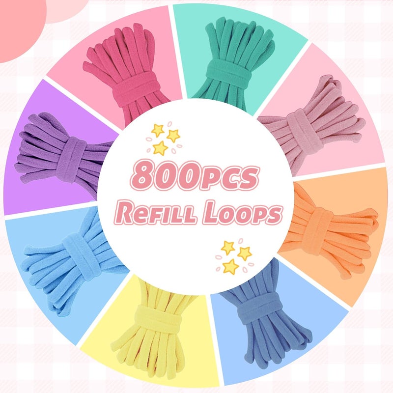 Raylinix 800pcs Loom Loops Refill for 7-Inch Weaving Loom – Pastel Nylon Potholder Bands for Adults DIY Craft, Makes 23 Coasters - Image 2